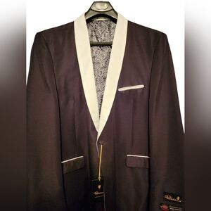 Falcone Men's Black and White Blazer/Tuxedo Jacket